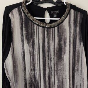 New Direction 1X beaded tunic, black and silver